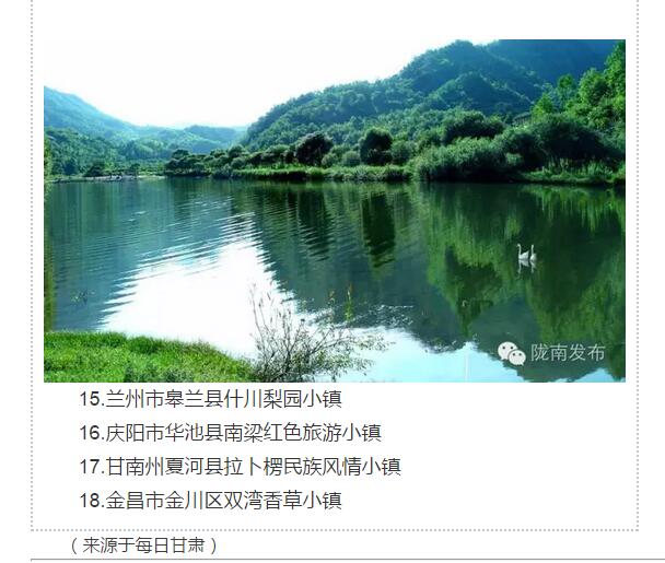 甘肅計劃3年建18個特色小鎮(zhèn)，看看隴南有幾個~